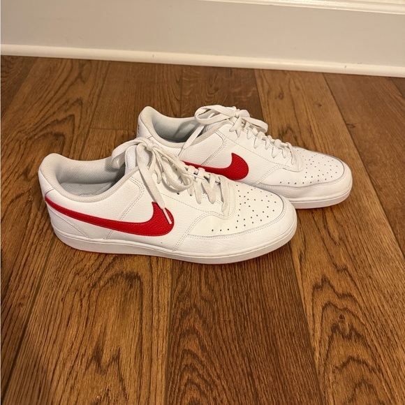 Nike Men's Court Vision White and Red Sneakers - Picture 2 of 13